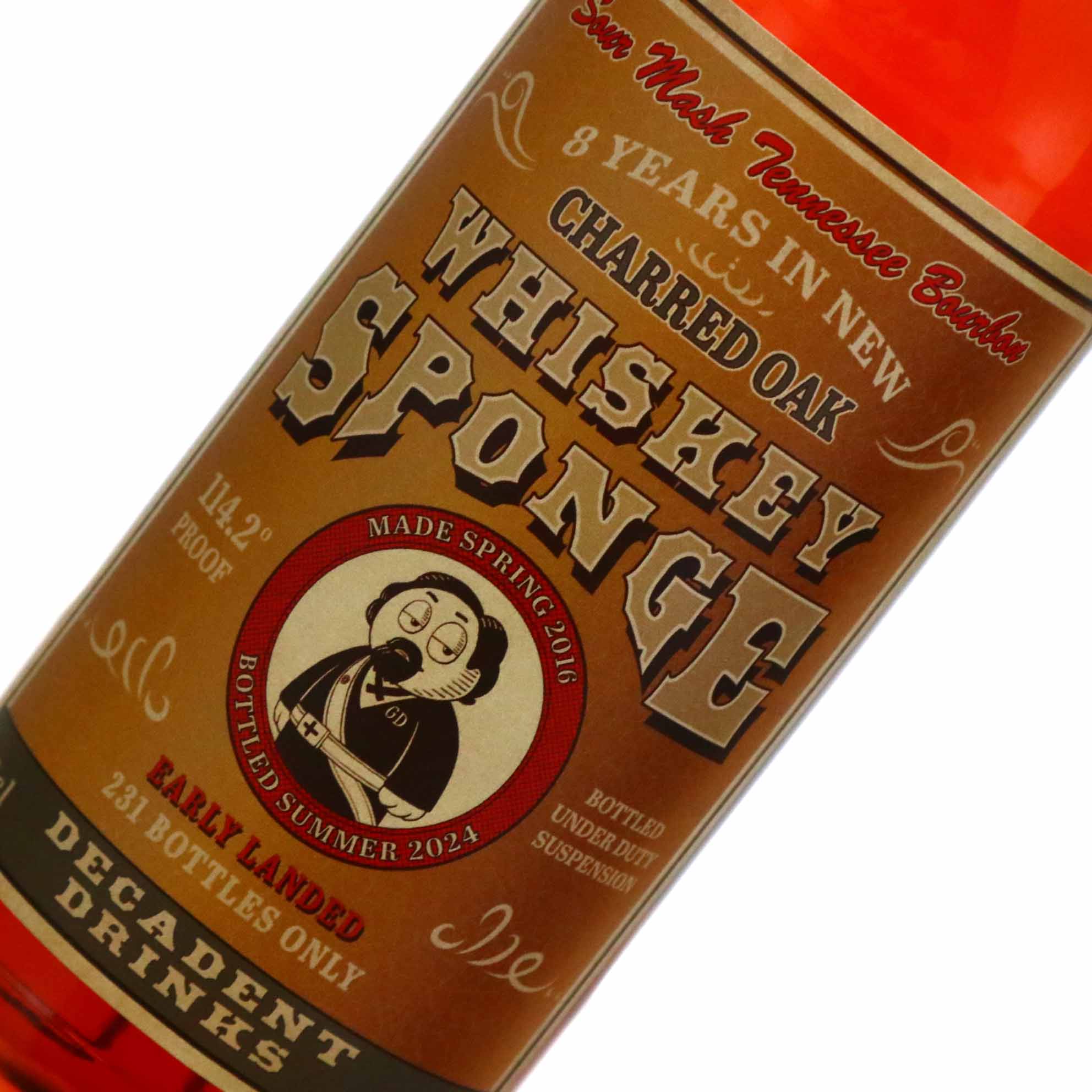 Whiskey Sponge Tennessee Sour Mash Bourbon 8 years old | Decadent Drinks